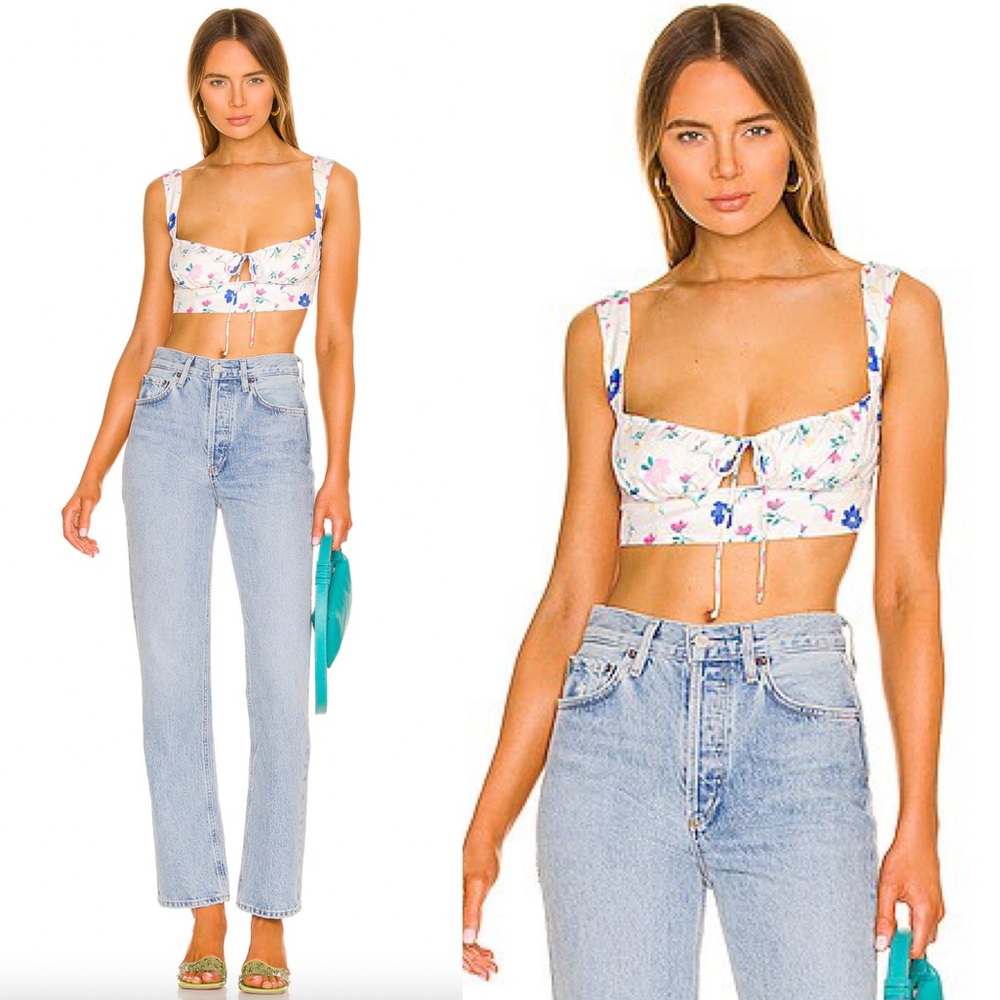 For Love And Lemons Farah Crop Top in White